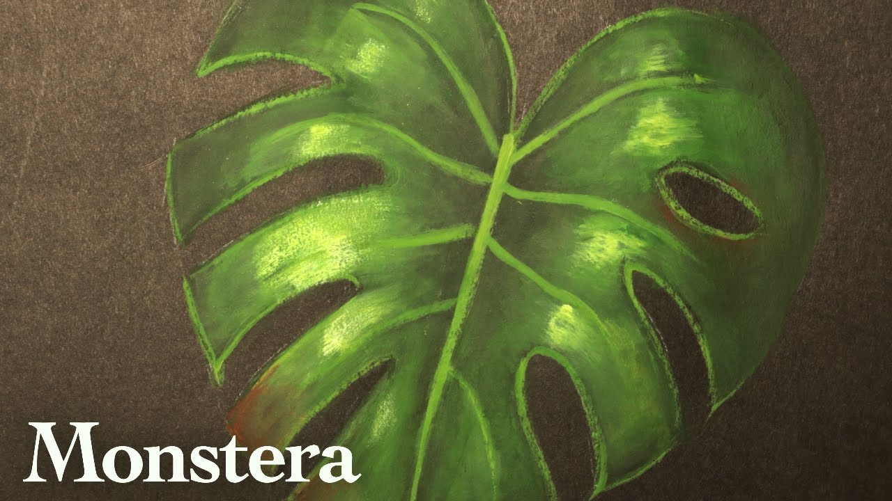 Monstera leaf painting acrylic tutorial | Tropical leaf