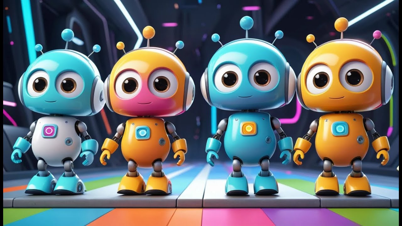 Five Little Robots Buzzing Around | Fun Robot Song for Kids | Playful Learning Nursery Rhyme