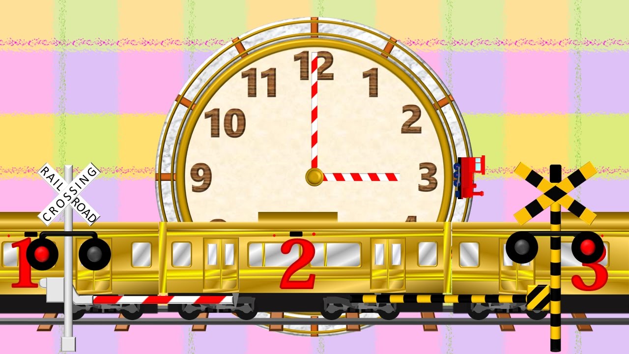 How to tell time for kids | 時間を覚える（英語）踏切電車アニメ
