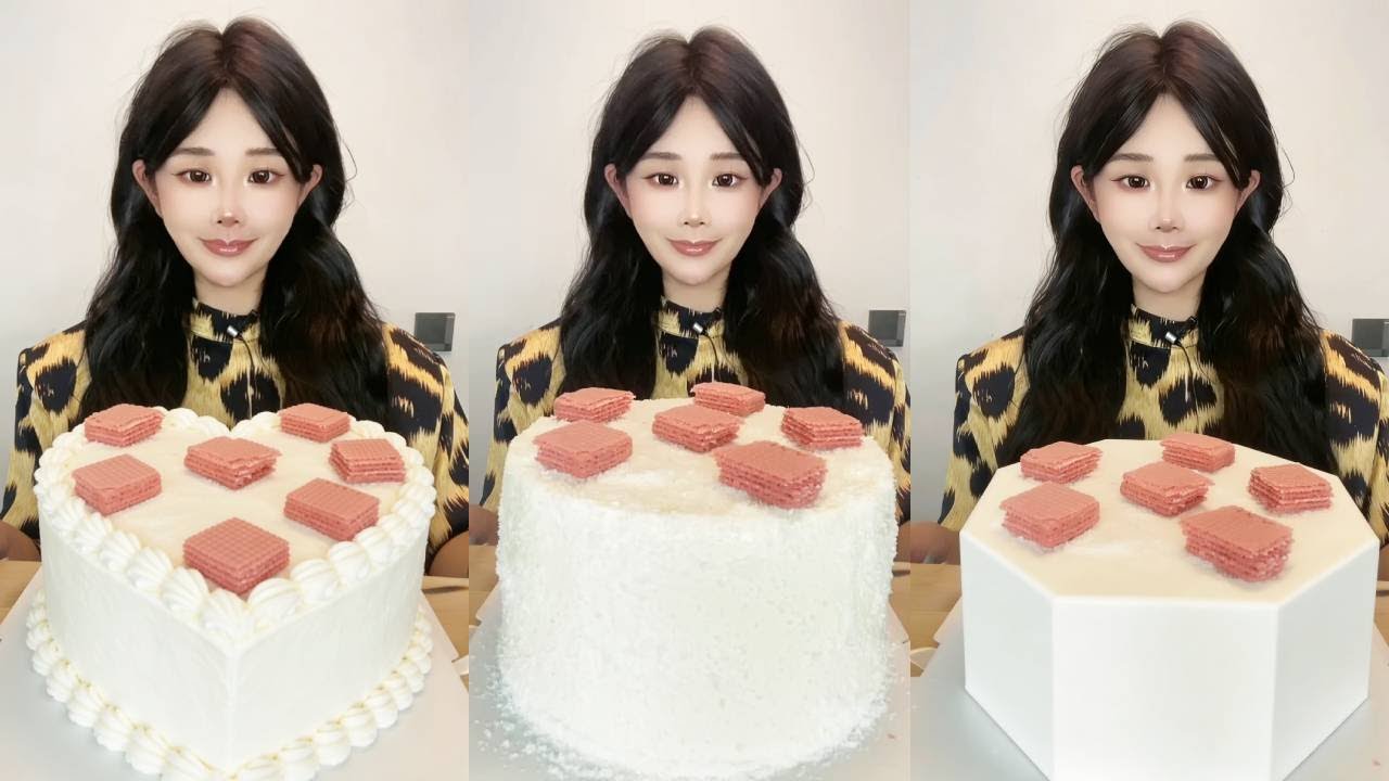 Asmr🍰Eating 🍰Sink Your Teeth into This Silky Coconut Cake with Crunchy Wafer Crunch！