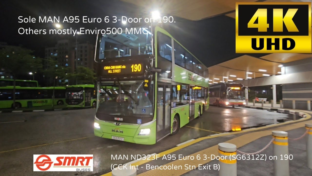 SMRT MAN ND323F A95 Euro 6 3-Door (SG6312Z) on 190 (CCK Int - Bencoolen Stn Exit B)