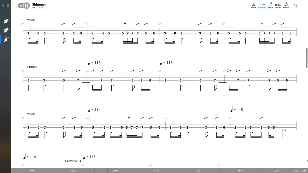 Fuel - Shimmer (BASS TAB PLAY ALONG)