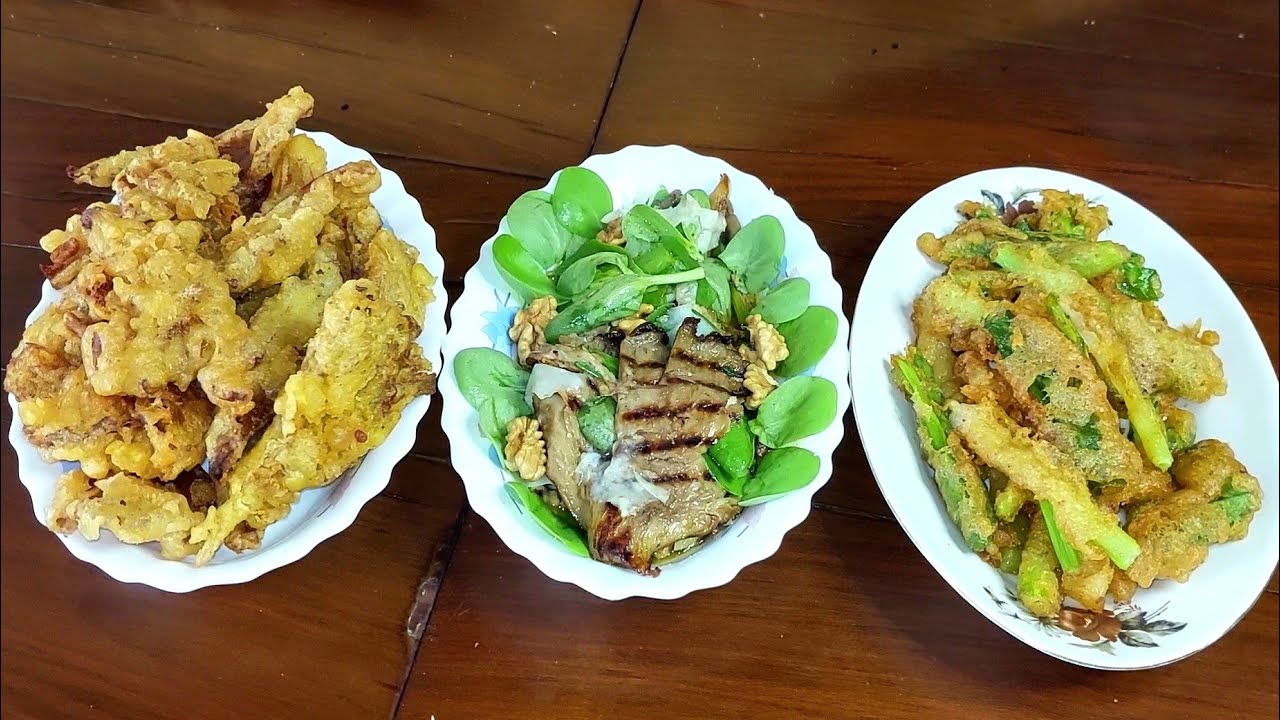Пивные закуски !Жареный зеленый лук /Грибная темпура /Бальзамические вешенки