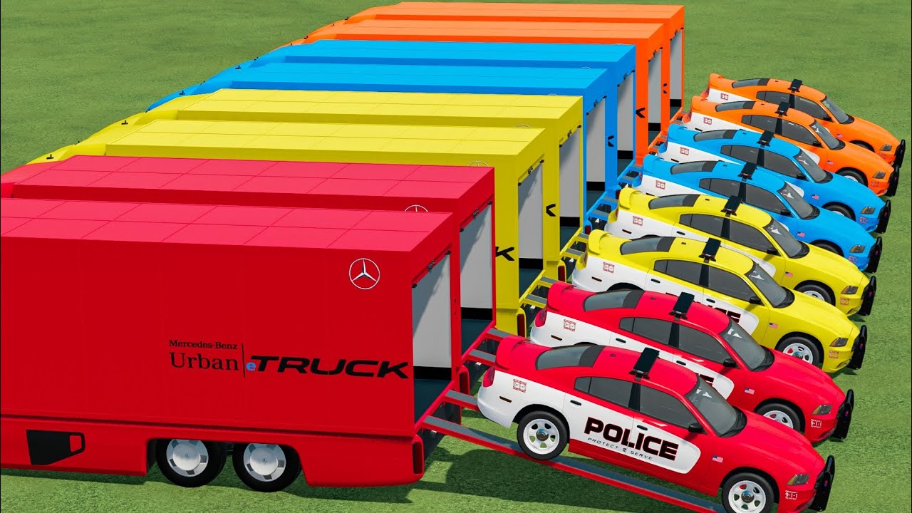 Urban Truck Loaded Police Car Transport with Trucks In Fs22 | Farming Simulator 22 |