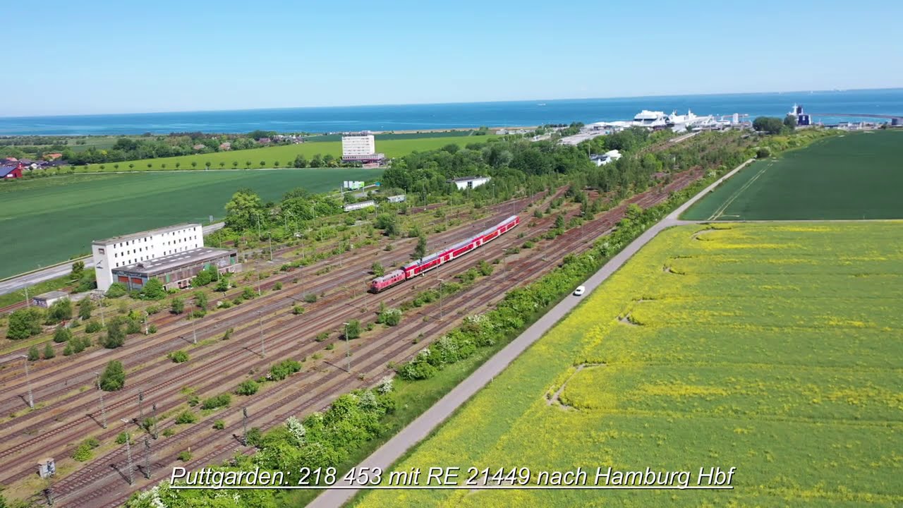BR 218 auf der Vogelfluglinie Lübeck-Puttgarden 2020 (4K+Drohne)