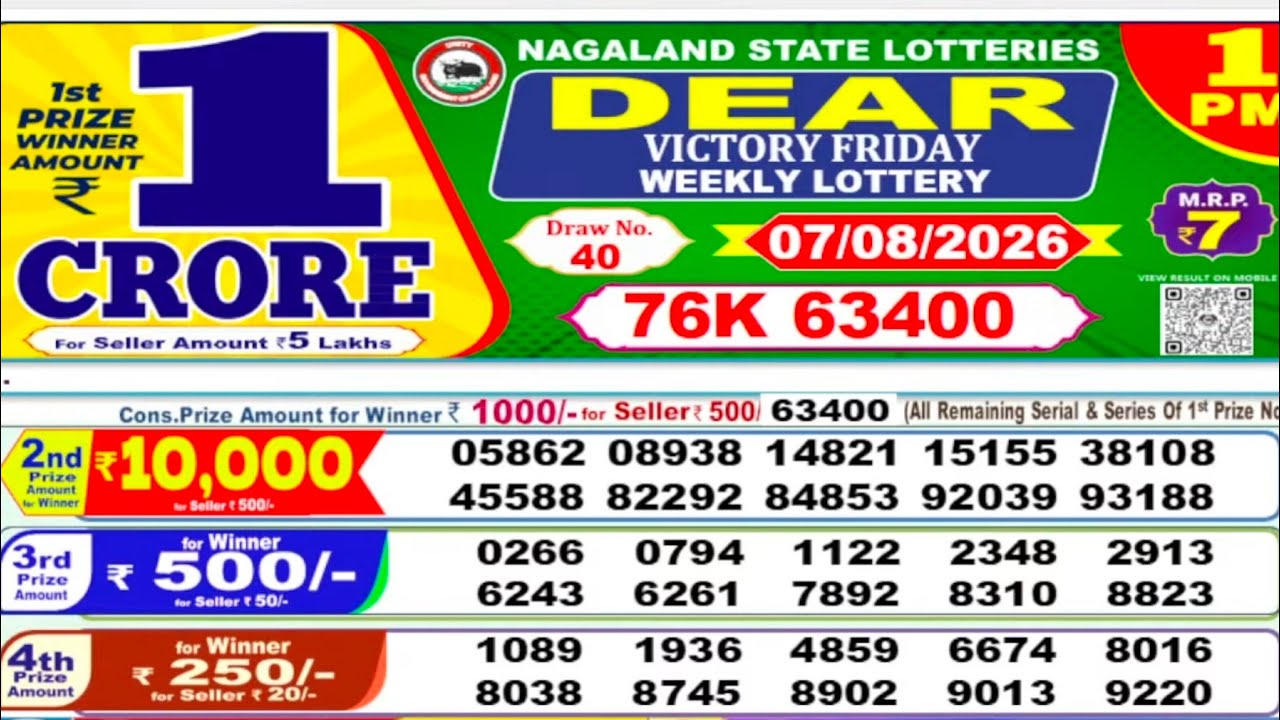 Nagaland Lottery Result Today 1 PM 08/07/2026 - Morning Nagaland Night