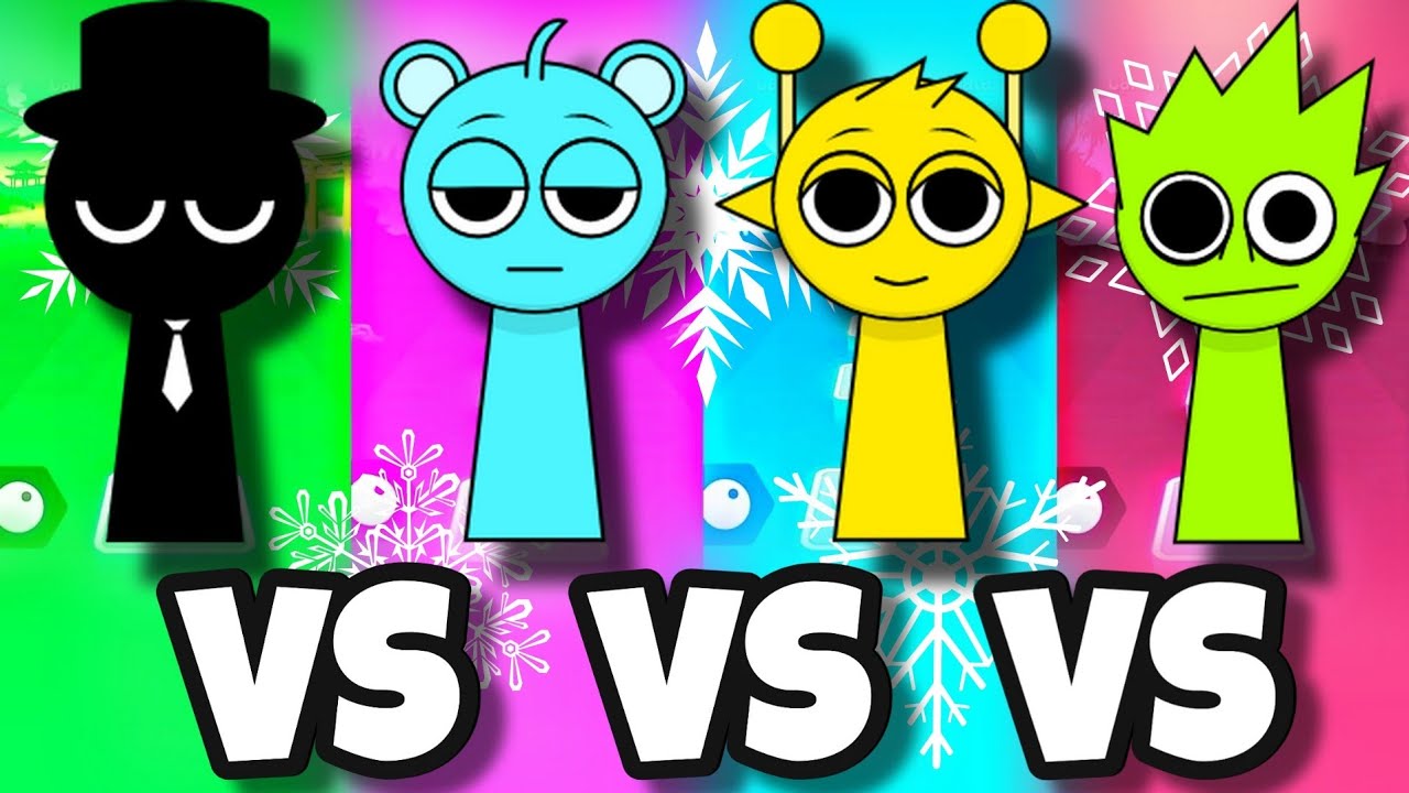 SPRUNKI : BLACK(BLACK) 🆚 SKY(SKY BLUE) 🆚 SIMON(YELLOW) 🆚 OWAKCX (LIME) |🎮 Tiles Hop EDM Rush!
