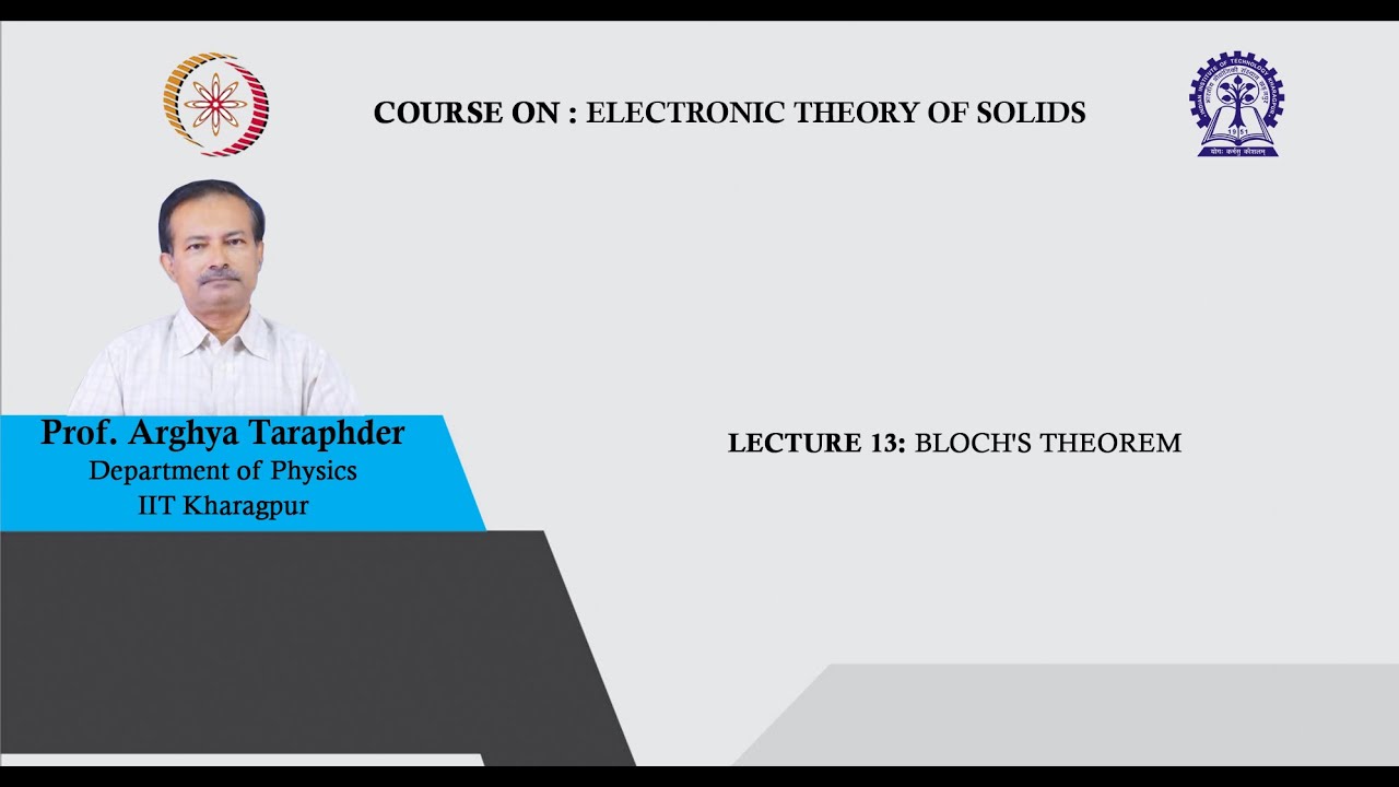Lecture 13: Bloch's Theorem