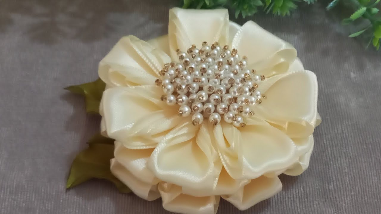 flores kanzashi elegantes de listón satin o razo /paso a pasó/@mayraleon4265 flores fáciles