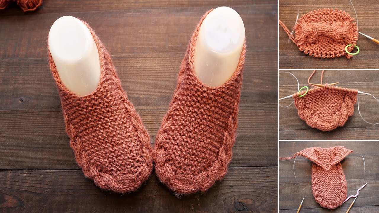 Новый способ вязания бесшовных следков спицами ♚ New seamless slippers knitting tutorial