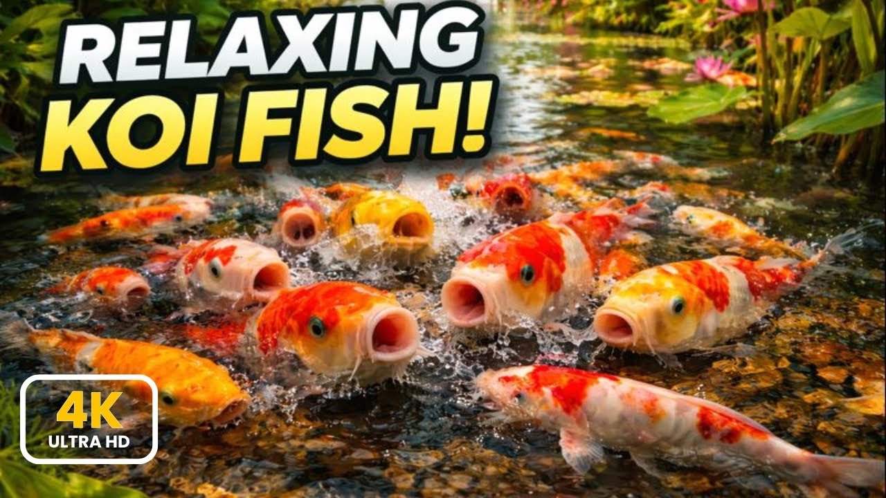 Stunning 4K Koi Fish Pond 🌊  Peaceful Aquarium Nature