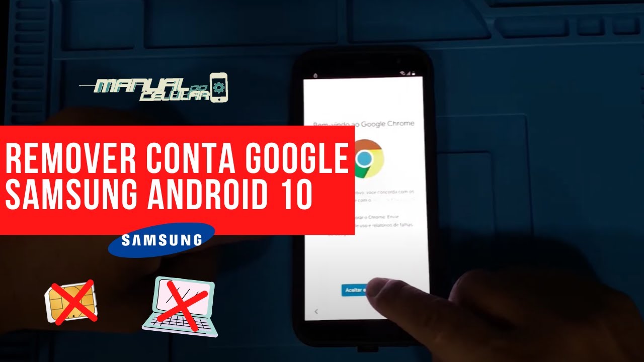 Remover Conta Google Samsung Android 10 Método 1 - Sem Chip, sem Pc, sem print de tela