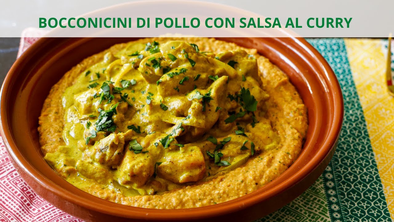 Bocconcini di pollo al forno con salsa al curry verde e mousse di ceci I  ChefDeg I Saporie
