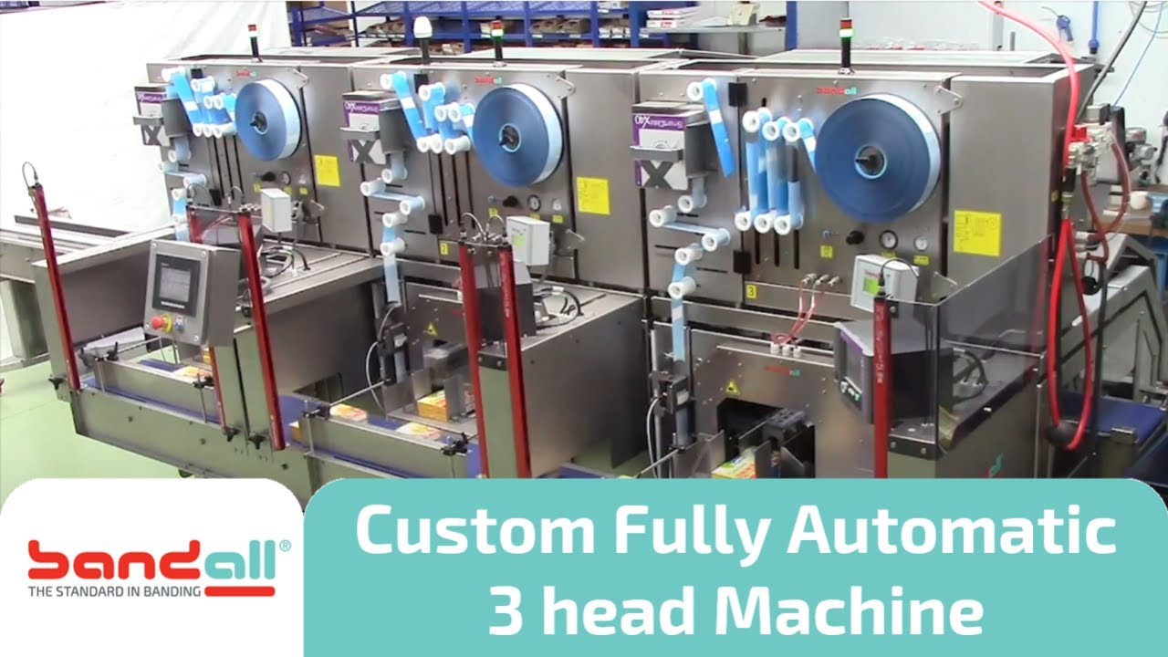 Bandall Custom fully automatic 3 head stacking and banding machine