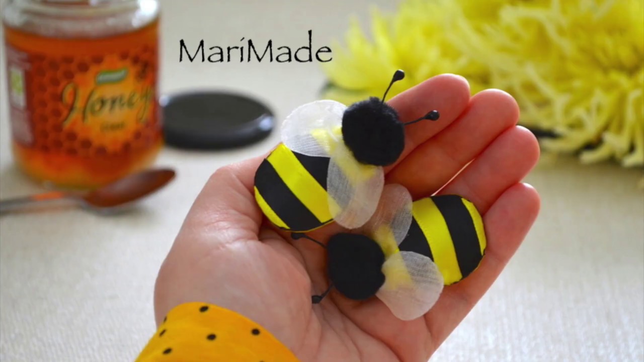 Резиночки Пчелки из Ленты для Девочек МК Ribbon Bee Hair Bobbles
