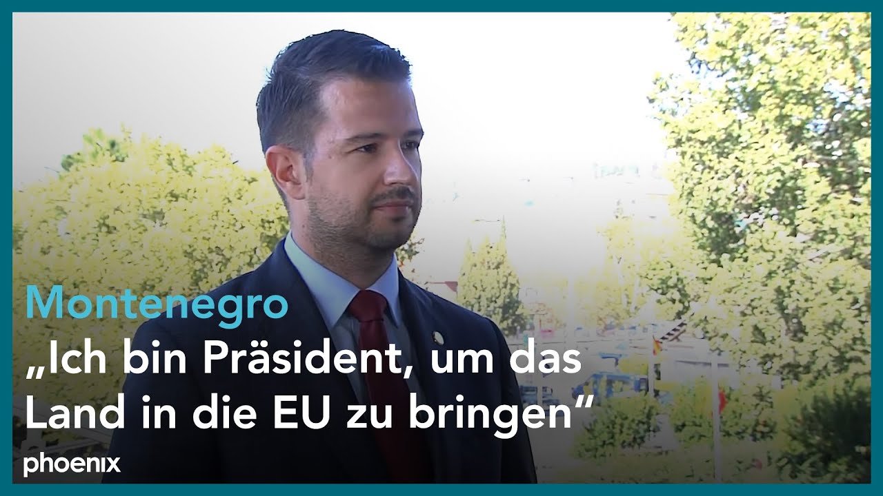Jakov Milatović (Präsident Montenegro) im Gespräch mit phoenix-Reporter Marlon Amoyal am 05.10.23