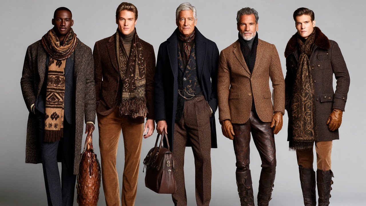Стиль Ralph Lauren зима 2025 | Мужская одежда насыщенных коричневых и мокко оттенков для утонченн...