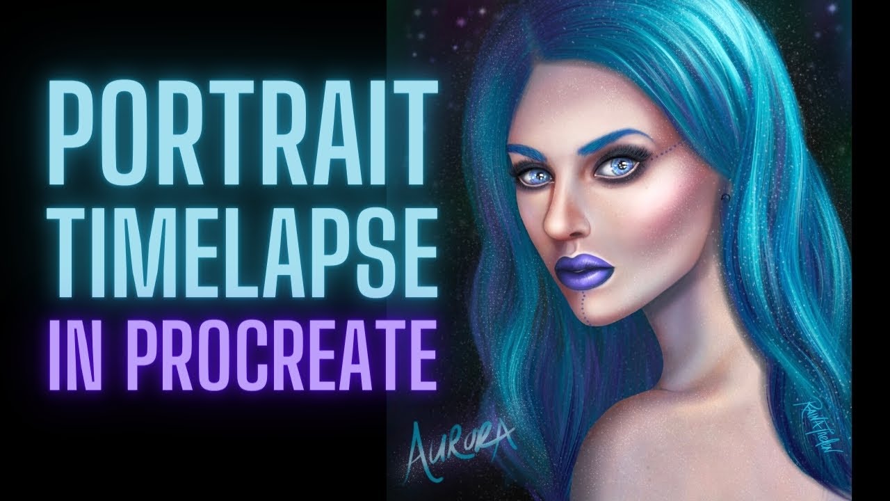 Aurora the Alien Girl - Portrait Time Lapse in ProCreate -  digital painting /  illustration