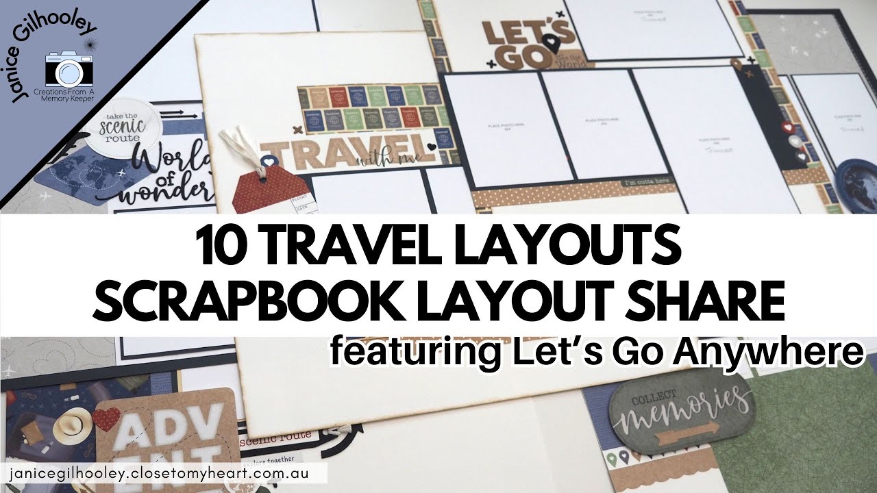 Travel Scrapbook Layout Share | One Paper Pack - 10 Layouts | Let's Go Anywhere Collection