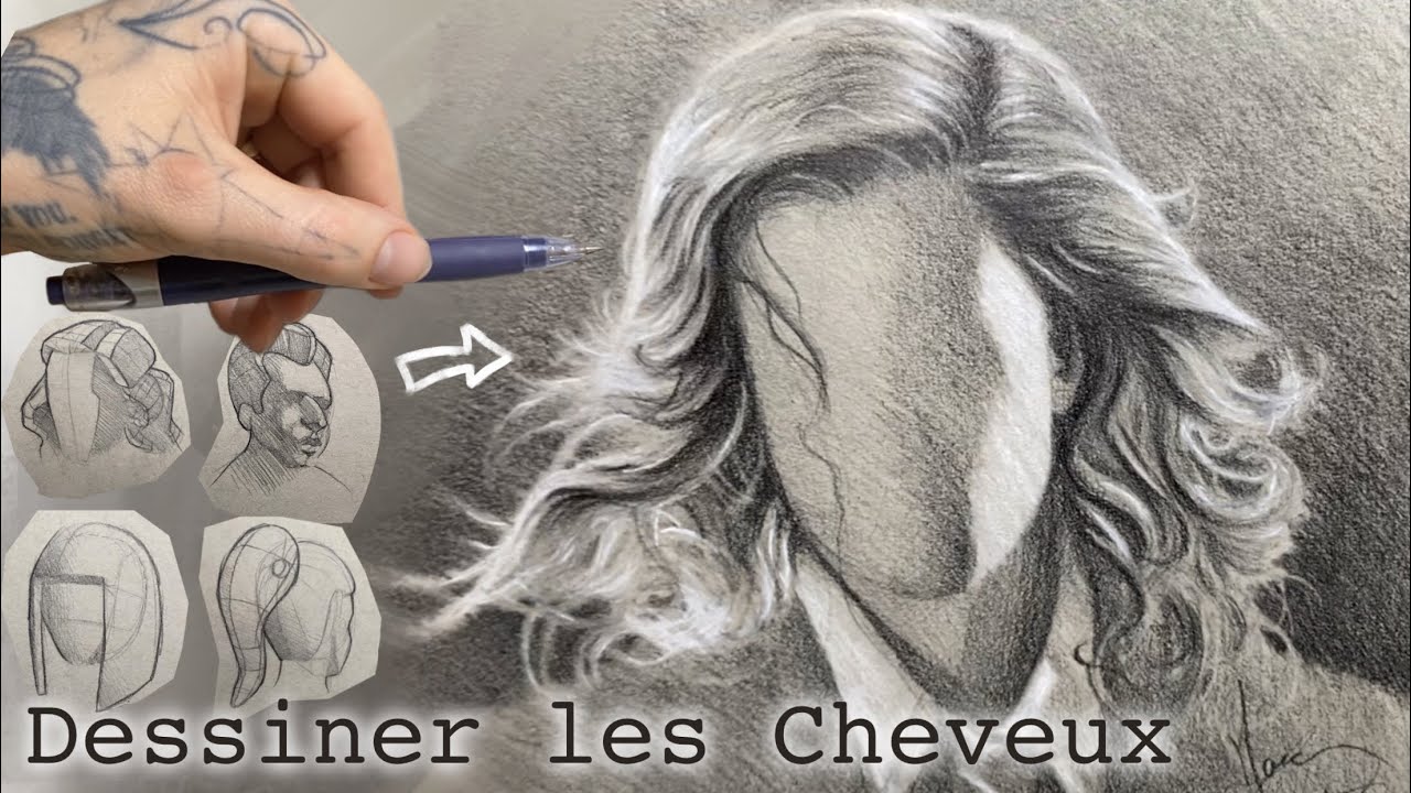 Comment dessiner les CHEVEUX réalistes. C’est parti ?!🤘🤞✋