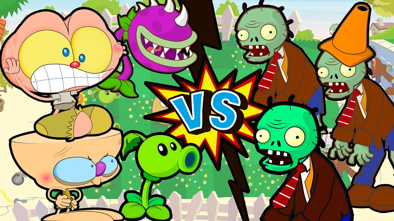 Mongo e Drongo em Plantas VS Zumbis. Plants vs Zombies em desenho animado c/ Mongo e Drongo mendigos