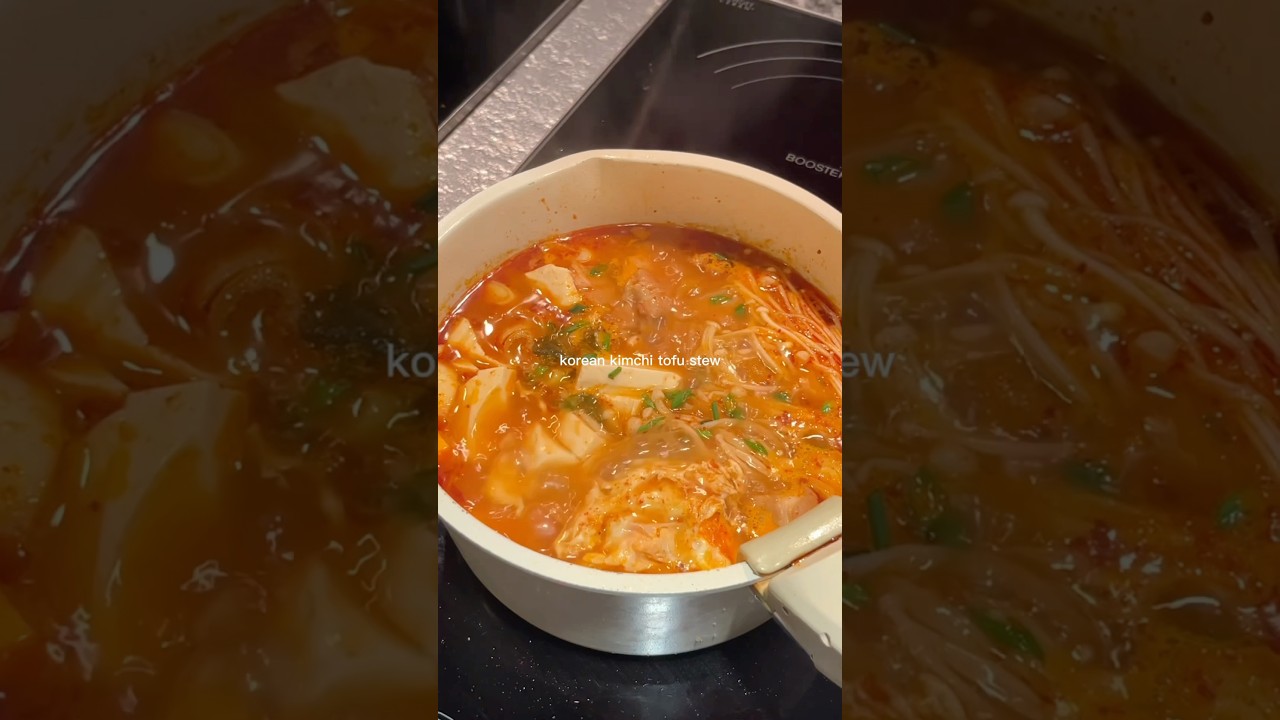 korean kimchi pork belly tofu stew in 15 minutes #koreanfood #easyrecipe #cookingvideo #recipe