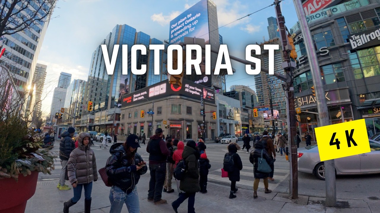 Toronto 🇨🇦 Spring Walk | Victoria St: Sankofa (Dundas) Square to Berczy Park, 4K