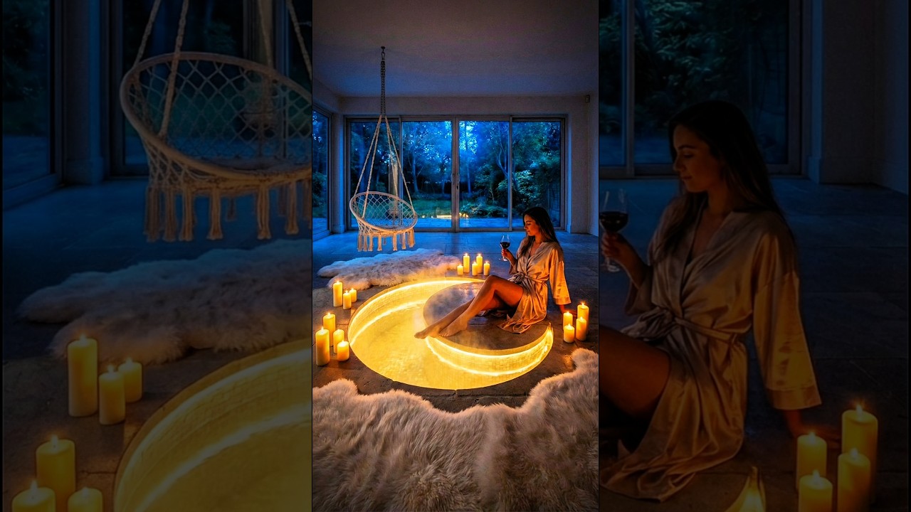 THIS FLOOR IS INCREDIBLE 😱 Romantic Glowing Moon Indoor Pool Makeover!