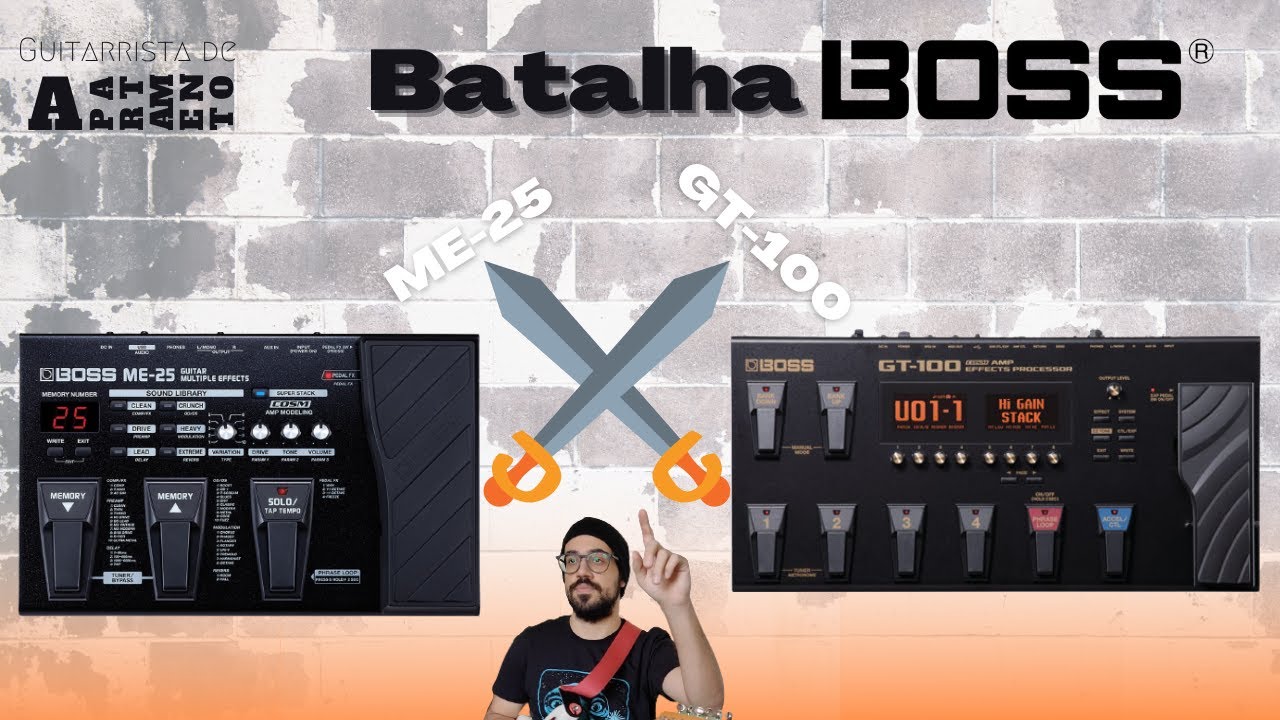 Batalha das pedaleiras em linha (BOSS ME-25 x BOSS GT-100) | GUITARRISTA DE APARTAMENTO