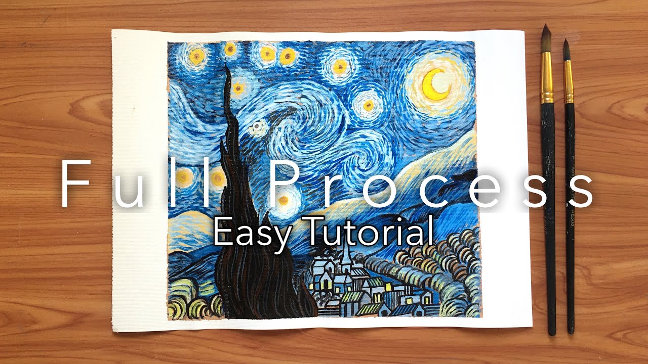Starry Night Painting for beginners | Acrylic Painting Starry Night | Real Time Full Process
