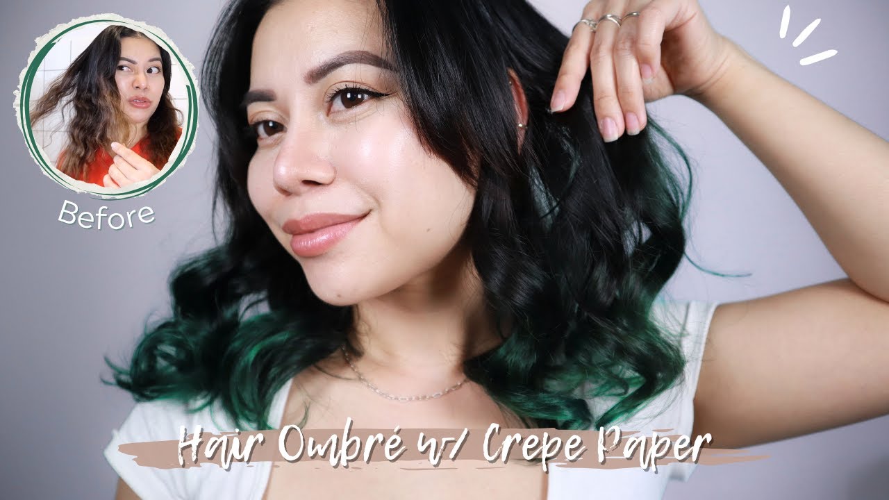 DIY Temporary Highlights at Home Using Crepe Papers Hair Dye Tutorial | Green Hair Balayage ✨