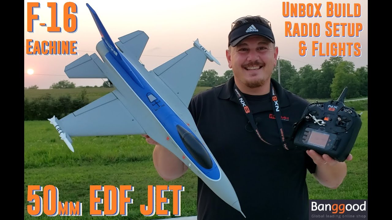 Eachine - F-16 50mm PNP EDF Jet - Unbox, Build, Radio Setup, & Maiden Flights