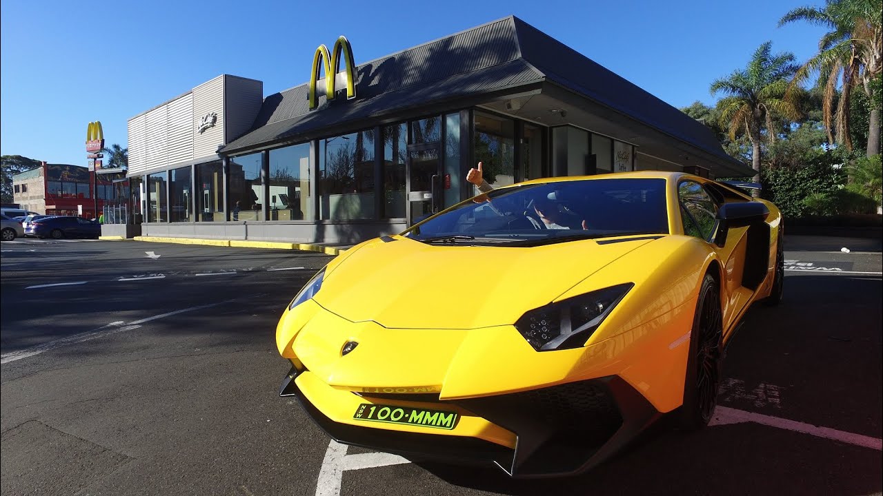 Lamborghini Aventador SV McDonalds Drive Thru in Sydney Australia