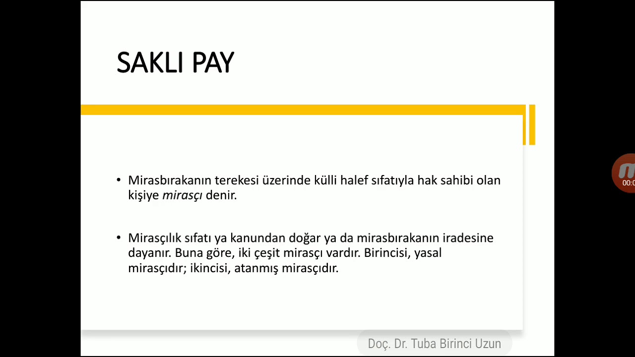 Miras Hukuku: 21. Saklı Pay