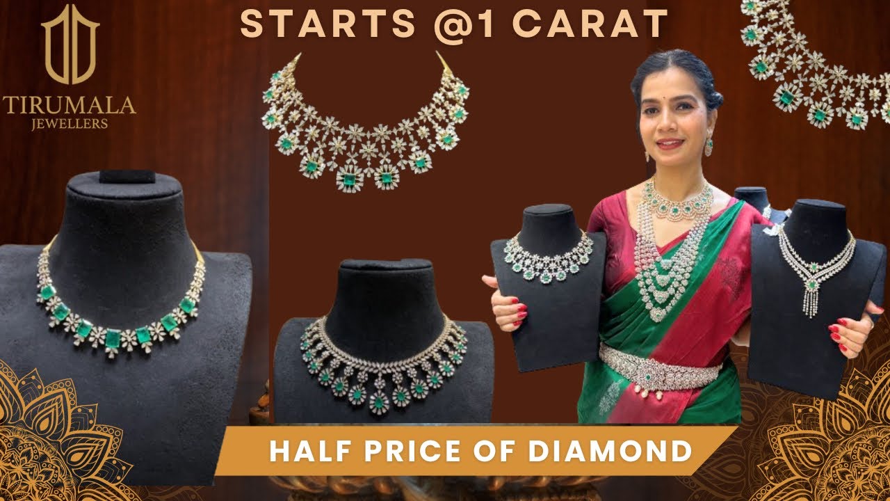 Tirumala Jewellers Miracle setting Affordable Diamond necklace sets starts from 1 carat 😍