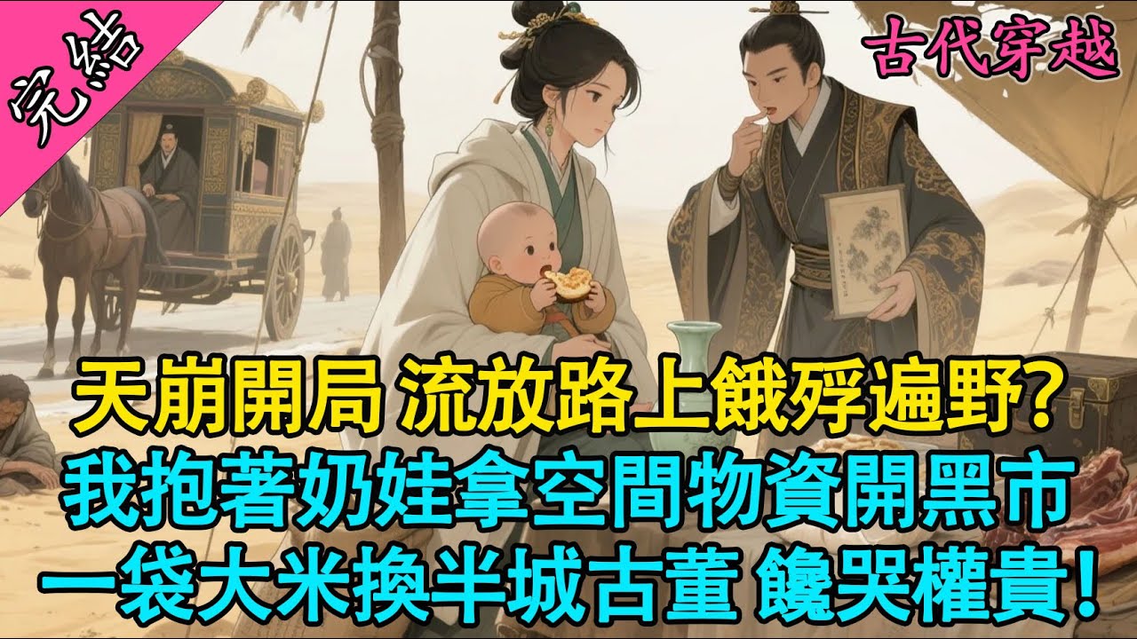 【一口氣聽完】流放路上開黑市！我用半個饅頭換了傳國玉璽，皇帝跪求我施捨糧食？#穿越 #有聲書 #小說 #爽文 #萌娃