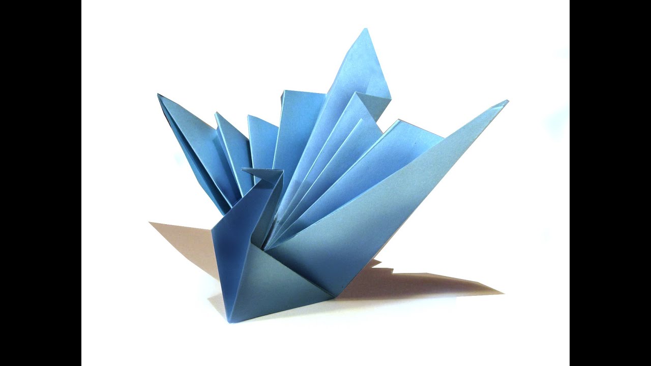 Easy Origami Bird - Origami Tutorial - How to make an easy origami peacock