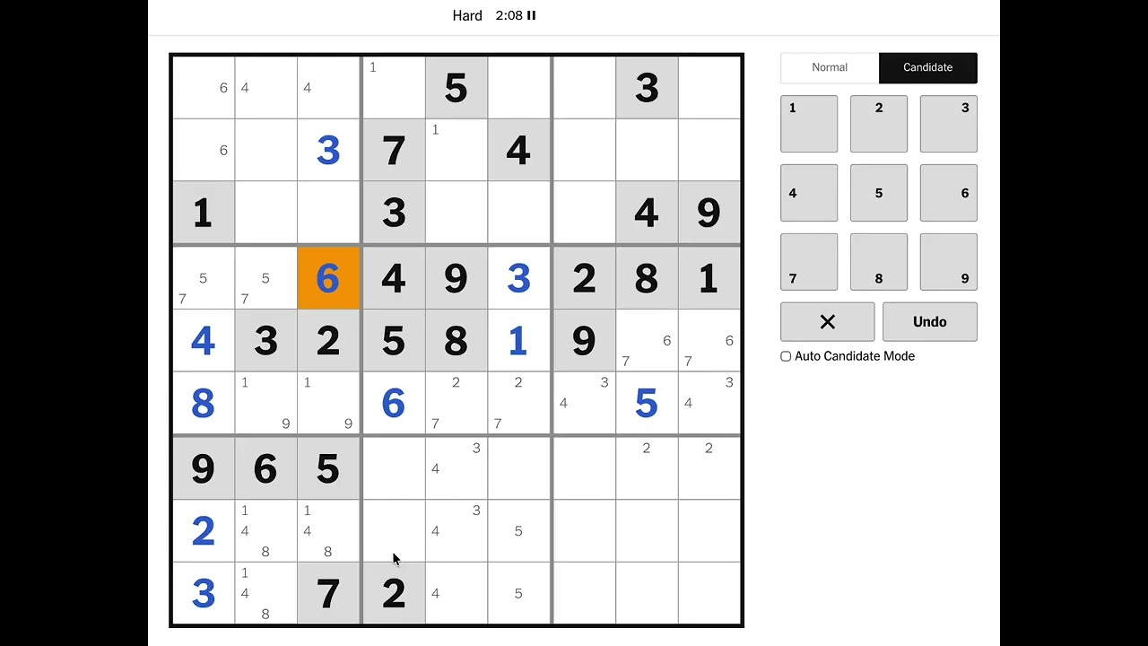 The New York Times Hard Sudoku - February 9th 2026 (Solution/Walkthrough)