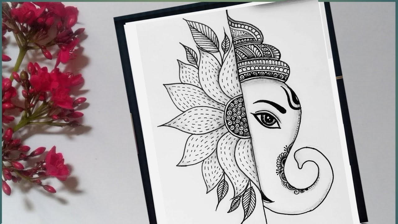 Ganesha drawing | mandala art | drawing | step by step| How to draw ganesh ji | ganesha mandala art