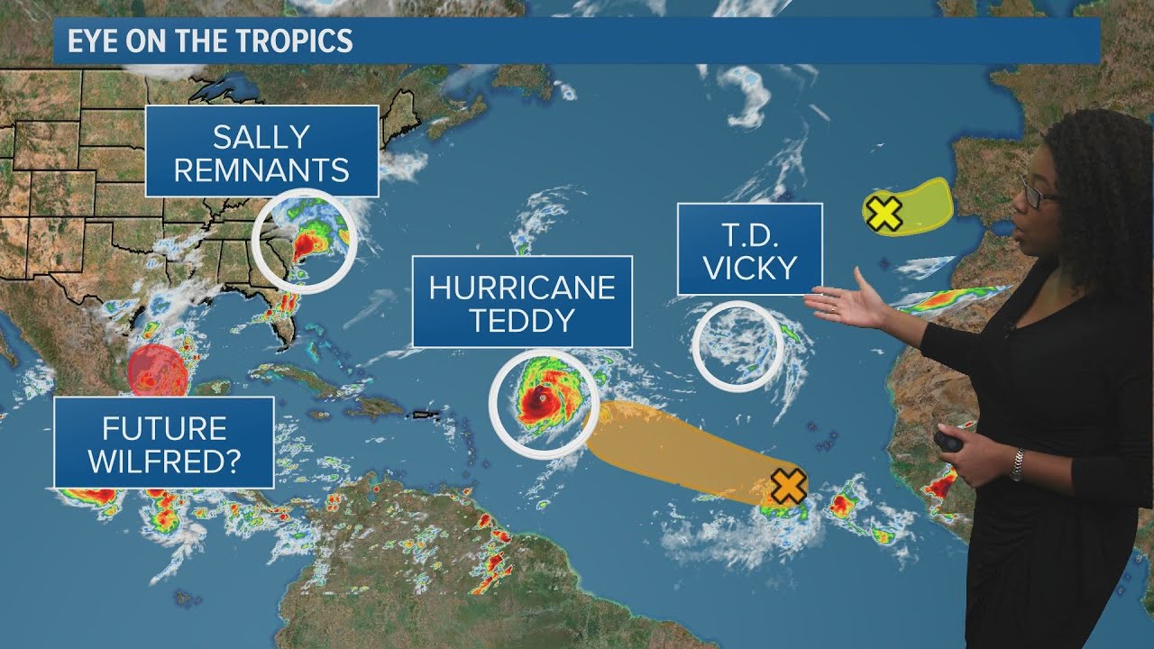 Tropics Update: Hurricane Teddy, Tropical Depression Vicky, Remnants of Sally