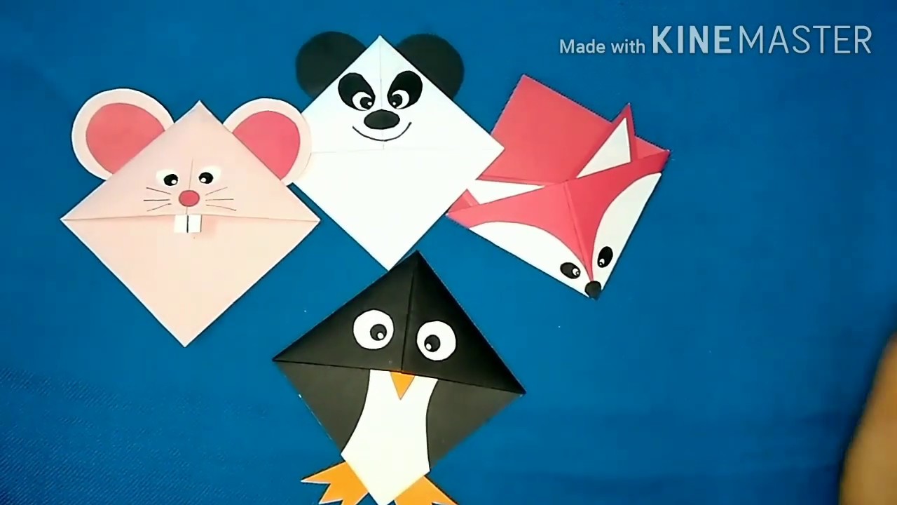 DIY EASY PAPER ANIMAL BOOKMARKS / Origami cute animal bookmark tutorial