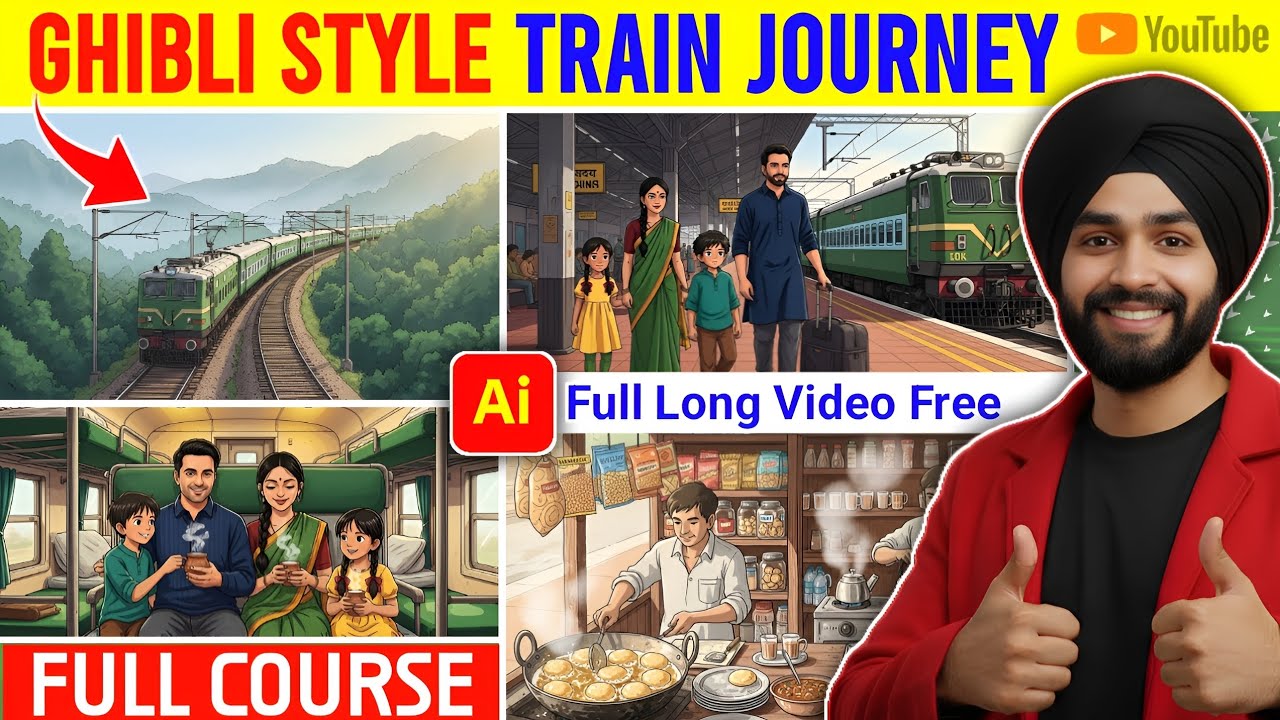 How to Make Ghibli Style Train Journey Video on Mobile | Free AI Video Generator Tool