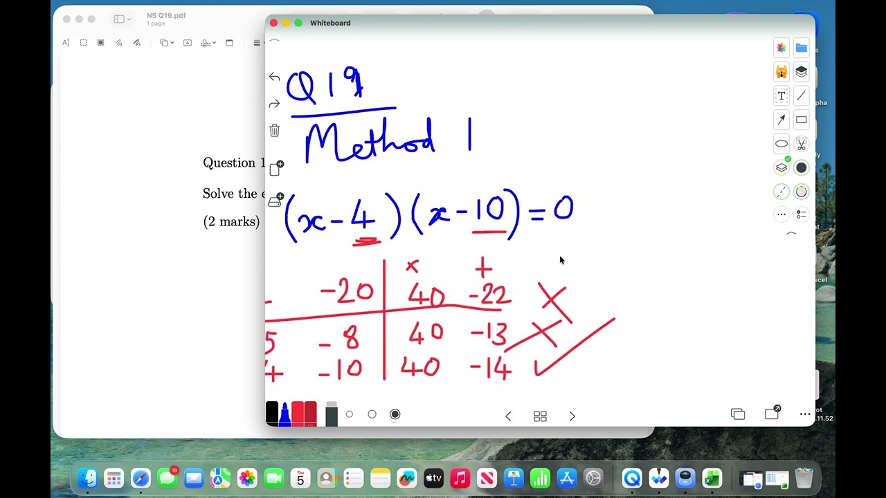 Level C - Question 19 - Quadratic equation by factorising (Non-calculator)