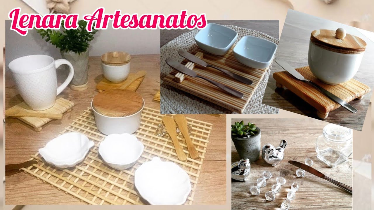 Faça você mesmo base ou apoios feito de palitos de sorvete e churrasco e apoio de faca ou talheres 