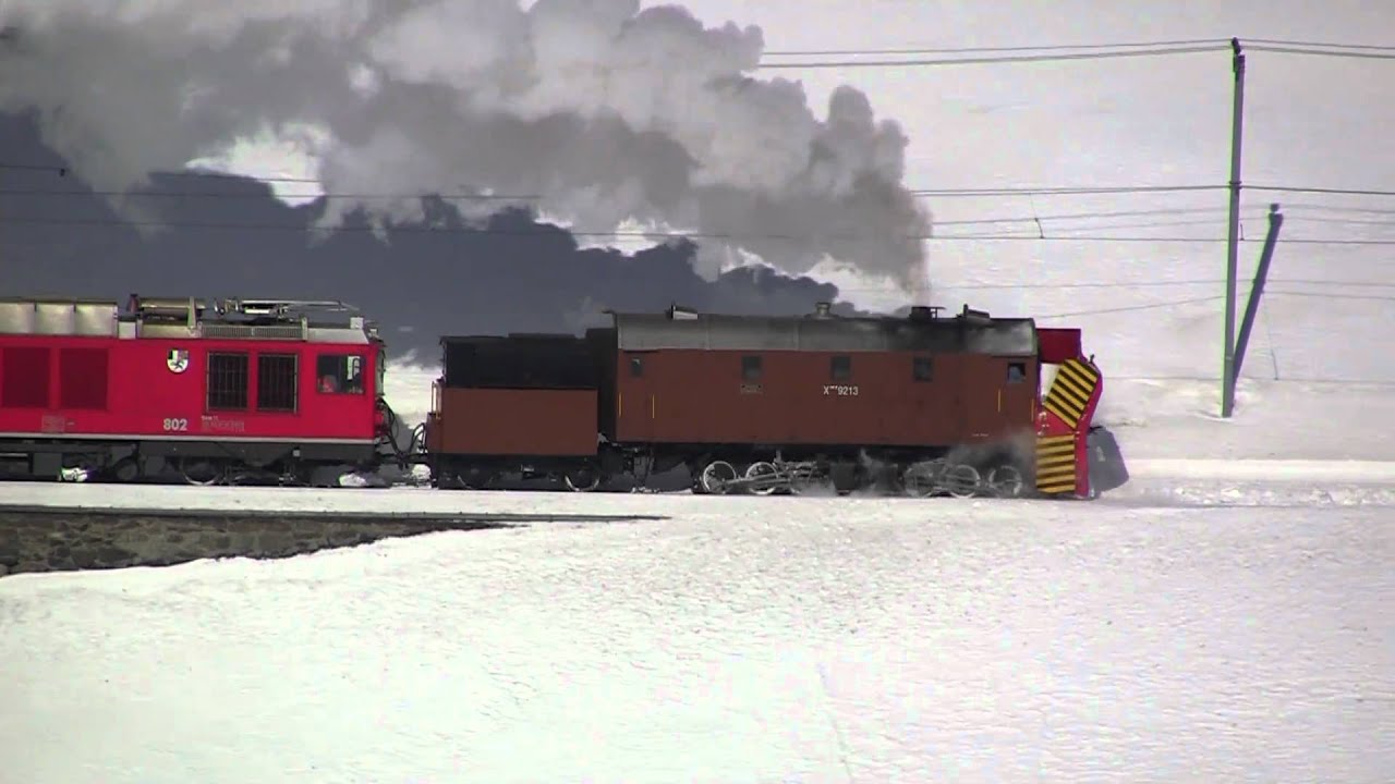 [HD] Dampfschneeschleuder Xrot d 9213 am Berninapass auf Sonderfahrt