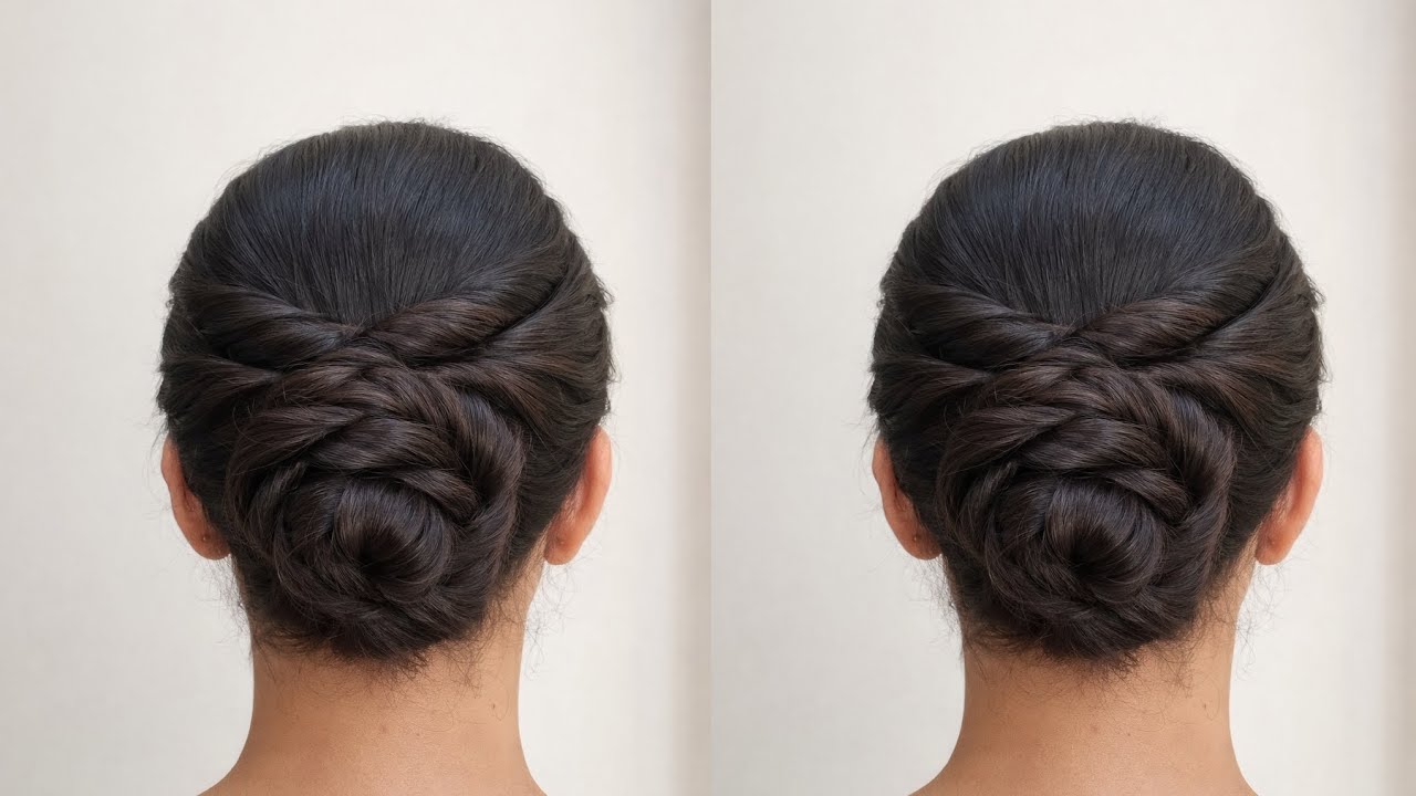 Easy Twisted Bun Hairstyle | Side Twist Elegant Low Bun Tutorial