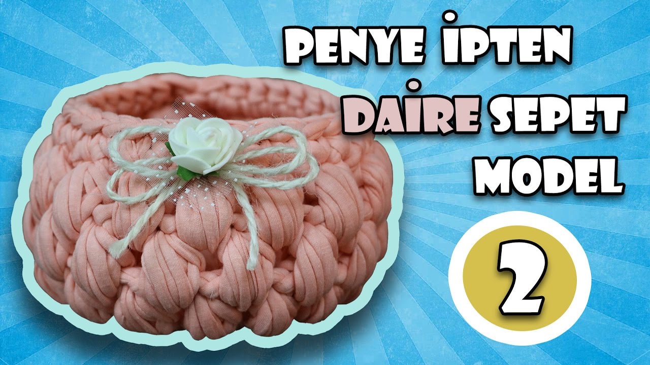 Penye İpten Daire Sepet - Örgü - Model 2