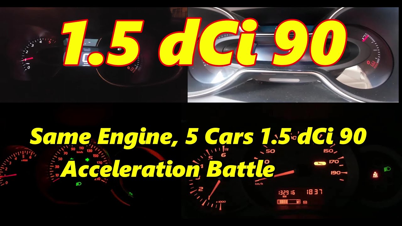 Same Engine, 5 Cars – 1.5 dCi 90 HP Acceleration Battle