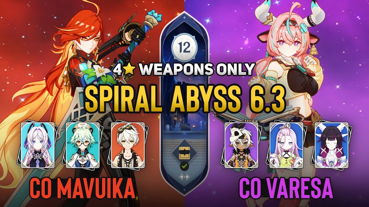 ⭐4-Star Weapons! C0 Mavuika Melt & C0 Varesa Lunar-Charged | Spiral Abyss 6.3 | Genshin Impact