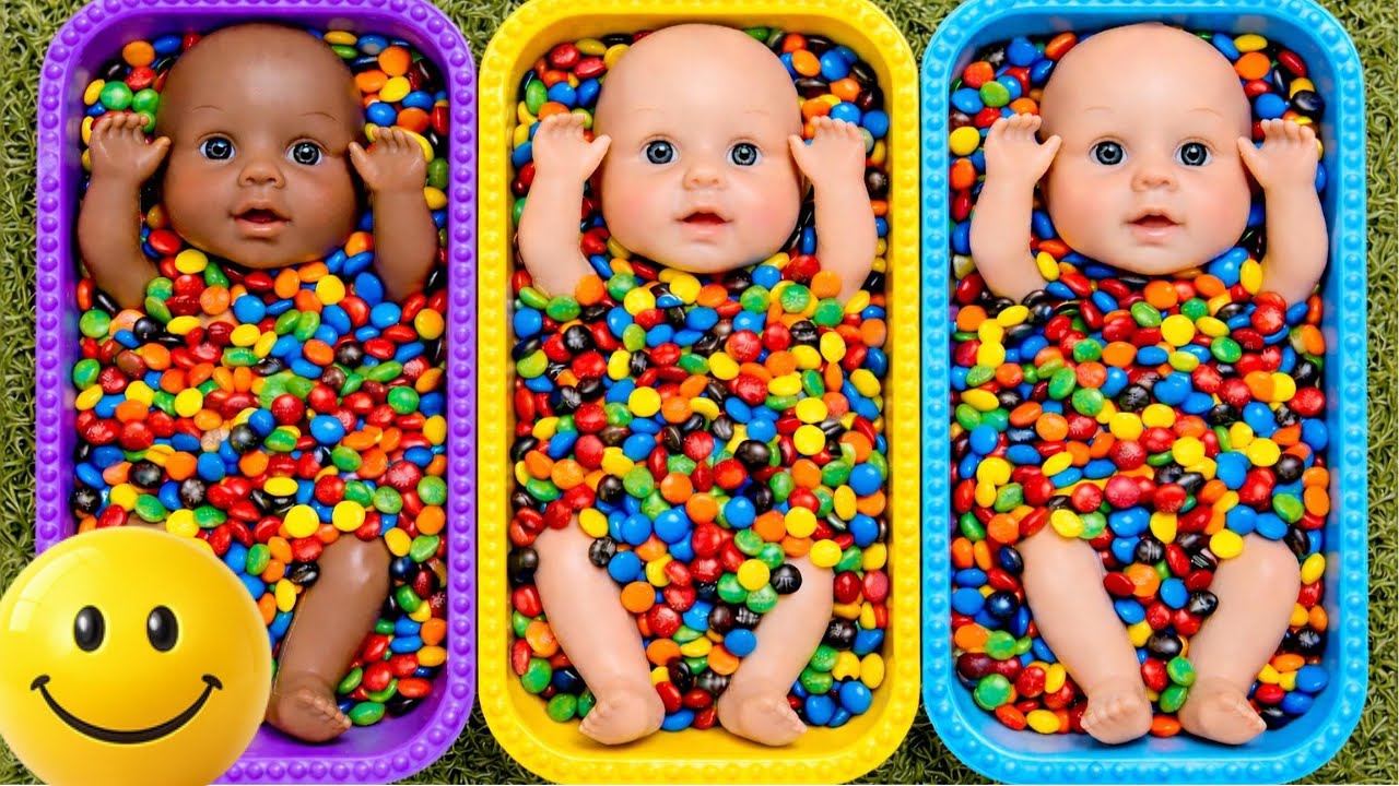 3 Rainbow Bathtubs Candy | M&M’s & Magic Slime Cutting ASMR | No Talking Satisfying Relaxing ASMR!